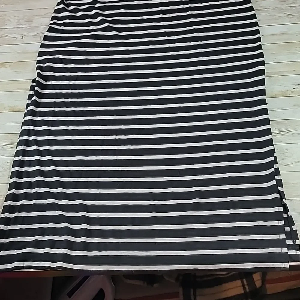 J. Crew Womens Black White Striped Scoop Neck Racerback Maxi Tank Dress‎ Size M